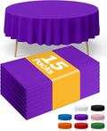 Purple Plastic Table Cloth Round Table 15 Pack, 84'' Tablecloth for Graduation Decorations Class of 2025, Table Cloth for Disposable Use, Table Cover for Holiday Party, Gathering