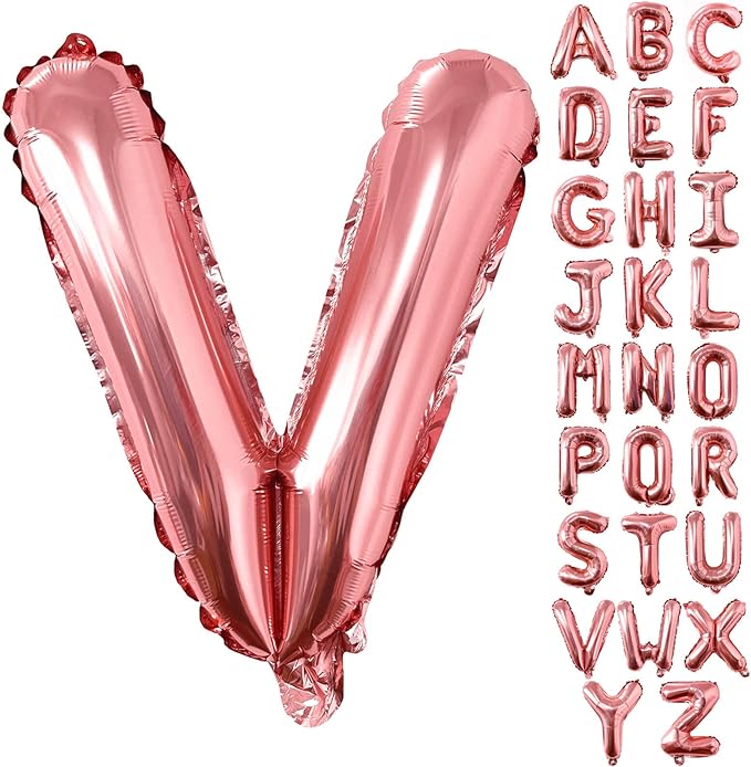 Lovoir 40 Inch Large Rose Gold Letter V Balloons Big Size Jumbo Mylar Foil Helium Balloon for Birthday Party Celebration Decorations Alphabet Rose Gold V