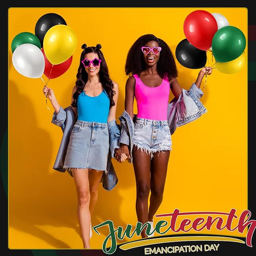 100 Pieces Juneteenth Day Latex Balloons Jamaica Rasta Reggae Red Green Yellow Black White Round Balloons for Black History Month 420 Party Freedom Day Party Favors