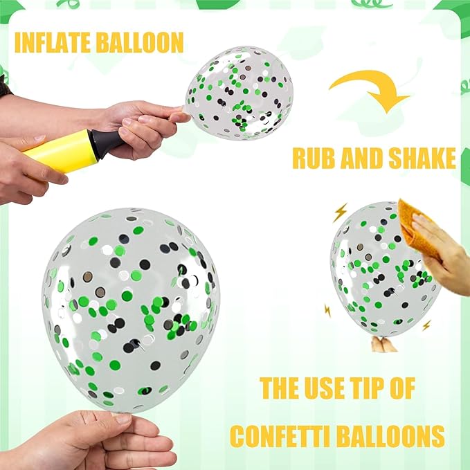 OuMuaMua 75 Pack Graduation Party Decorations Balloons Set - 12 Inch Black Green White Confetti Graduation Balloons with 2 Ribbons for Class of 2026 Congrats Grad Birthday Party Decor Supplies
