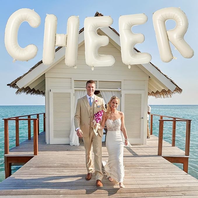 Giant Alphabet P Foil Name Balloons, Cream Ivory White Inflatable Word Balloons P Letters Birthday Decor, 40 Inch Mylar Beige A-Z Custom Letter Balloons for Girls Baby Shower Party Decoration Supplies