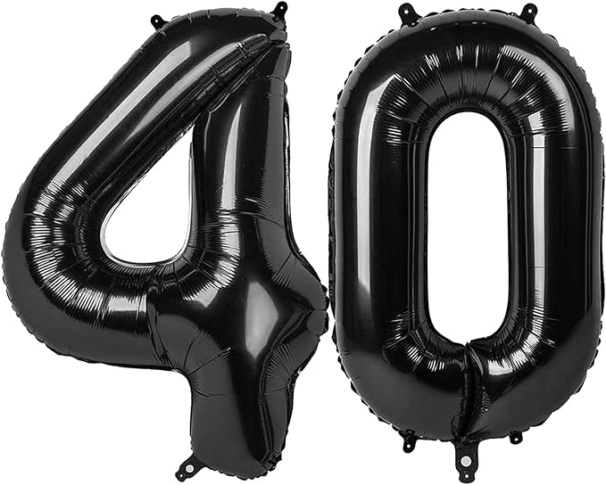 Black Number 40 Balloon 40 inch, 40 Number Balloons, 40th Black Birthday Decorations, 40 Year Old Women Men Party Supplies