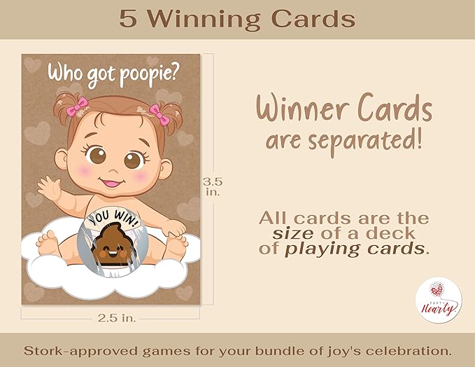 Party Hearty Fun Baby Shower Games for Girls - Poopie Emoji Scratch-Off Lottery Tickets - 50 Cards Hilarious and Engaging Baby Shower Activity