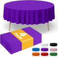 Purple Plastic Table Cloth - 4 Pack 84" Round Disposable Tablecloths for Round Tables, Table Cover for Holiday, Easter Parties & Gatherings