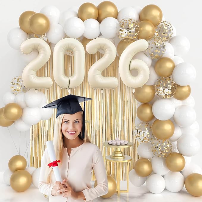 Number Balloons 16 Inch Sand White 0-9 Number Foil Balloons 14 Pcs Custom Digital Balloons for Party Decorations New Years Eve Party Birthday Graduations Anniversary Baby Shower