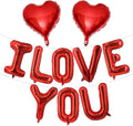 Valentines Day Balloons Decorations Red 10 Pcs 16 Inch - "I Love You" Letter + Heart Balloons with Tape Straws Ribbon for Romantic Party Proposal Wedding Bedroom Valentines Day Decor