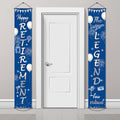 Boao Retirement Porch Sign Door Hanging Banner, Retirement Banner the Legend Fabric Door Sign Background for Retire Party Decoration Supplies, 71 x 12 Inches(Blue and Silver)