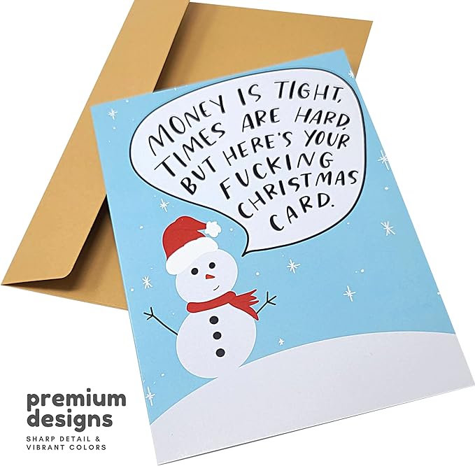 Sleazy Greetings Funny Christmas Card For Men Women | Offensive Rude Holiday Card | Naughty X-Mas Card For Him Her | Christmas Money's Tight Times Are Hard Card