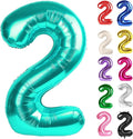Teal Number 2 Balloon 40 Inch, 2 Balloon Number, 2nd Birthday Decorations for Baby Girls Boys Toddlers