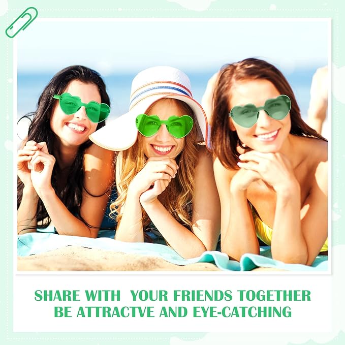 Frienda 8 Pairs Heart Shaped Sunglasses for Women Rimless Heart Glasses Candy Color Sunglasses for Party Favor