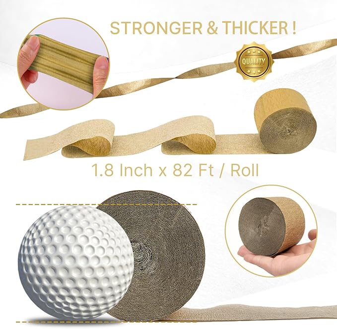 PartyWoo Gold Foil Crepe Paper Streamers 10pcs 820ft Pack of Metallic Gold Foil Crepe Paper for Wedding Birthday Baby Shower Bridal Shower Engagement New Year Eve Graduation Party Decorations