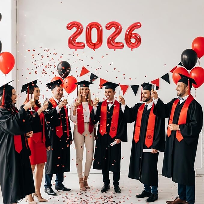 TONIFUL Number Balloons 16 Inch Red 2 Set 0-9 Number Mylar Foil Balloons 20 Pcs Custom digitalal for 2026 New Year Eve Birthday Party Engagement Graduations Anniversary Baby Shower Decor