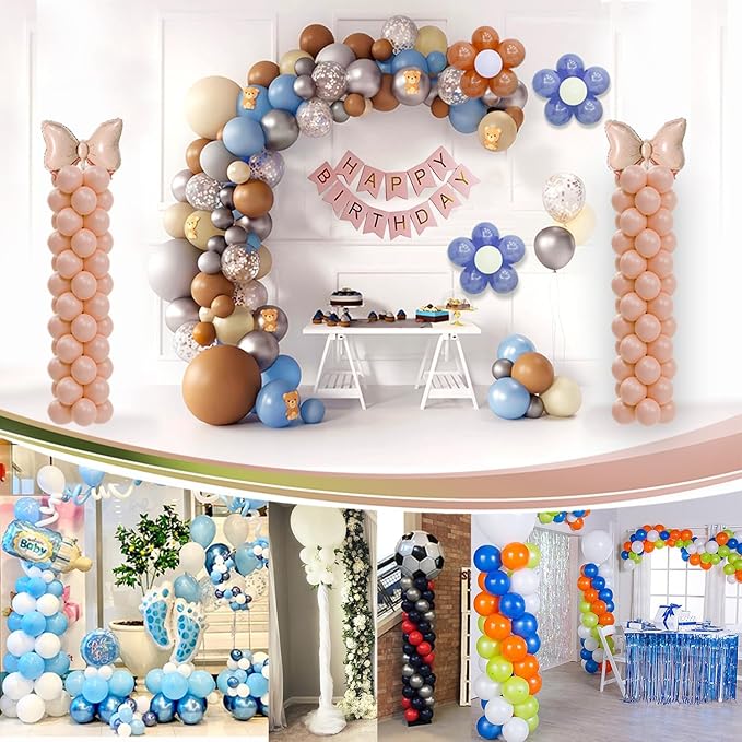 Balloon Column Stand Kit Set of 2, 7ft Height Adjustable Balloon Arch Kit, Metal Telescopic Pillar Balloon Stand, Birthday Party, Graduation, Wedding Christmas Decorations