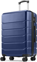 Sweetcrispy Carry on Suitcase, Luggage with Spinner Wheels, Hard Shell ABS, TSA Lock, 24 Inch Blue