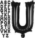Black Letter U Balloons, 40 Inch Large Foil Letter Balloons, Custom Phrase Balloon for Birthday Party Wedding Anniversary Decoration (Black U)