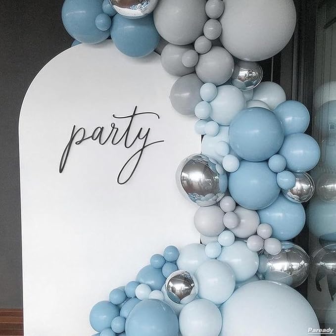 Dusty Blue Balloon Arch Kit, 120pcs Blue White Balloon Garland Kit, Metallic Sand Gold Balloons Different Sizes For Baby Shower Birthday Engagement Party Wedding Bachelorette Bridal Shower Decor