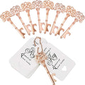 WODEGIFT 100 PCS Wedding Favors Bottle Opener,Vintage Skeleton Key Bottle Opener,Key Bottle Openers with Escort Tag Cards and Key Chains Wedding Gifts for Guest（Rose Gold）