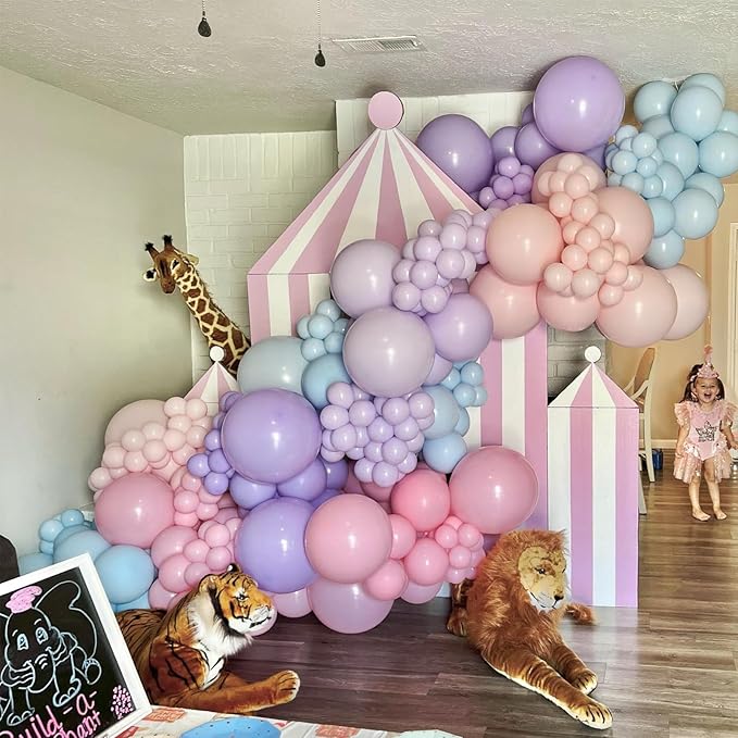 Pink Blue Balloon Arch Kit with Macaron Purple, Blue & Purple Party Balloons for Birthday, Wedding, Baby Shower Decorations