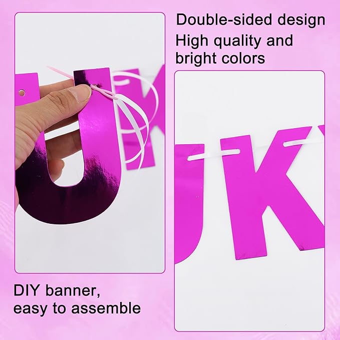 BEISHIDA 116 PCS A-Z DIY Letter Banner Kit Make Your Own Banner Double-Sided Purple Including 111 Letters and Numbers 3 Rope and 9 Threading Device,Customized for Birthday Graduation Wedding Decor
