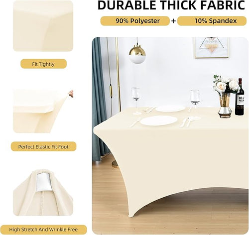 10-Pack 6ft Spandex Table Covers for Rectangle Standard Folding Tables - Wrinkle Resistant Stretch Tablecloths - Ultimate Fitted Table Protector for Parties, Banquet, Wedding