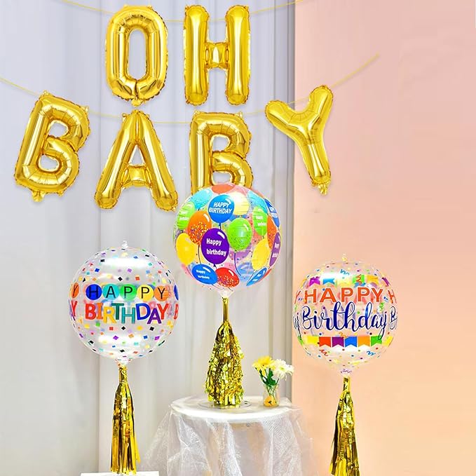 2 Set 12Pcs Gold Oh Baby Letter Balloons 16in Balloon Baby Shower Decorations Party Decor Gold Letter Balloons Oh Baby Party Supplies