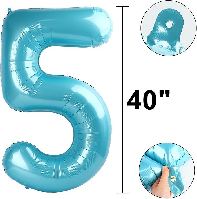 40 Inch Light Blue Number 25 Digital Balloon,Jumbo Mylar Foil Helium Balloon for 25 Balloons for Birthday Party,Wedding Anniversary Party Decorations
