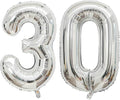 Giant Silver Number 30 Balloons, 40 Inch Jumbo Number 30, Large Foil Mylar Balloons for Girls Women 30th Birthday Party Decorations, 30 Anniversary Events Decorations