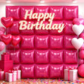36Pcs Hot Pink Square Foil Balloons Wall Backdrop, Double Sided Metallic Foil Balloons Tunnel Arch Garland Kit for Photo Booth Birthday Wedding Halloween Christmas Party Decorations