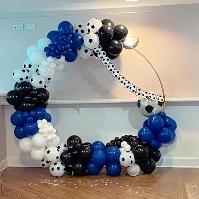 Blue Black and White Balloon Arch Kit, Navy Dark Royal Blue White Black Balloon Garland Kit with Metallic Silver Latex Balloons Explosive Star Foil Balloons for Graduation Gaming Birthday Party Decor