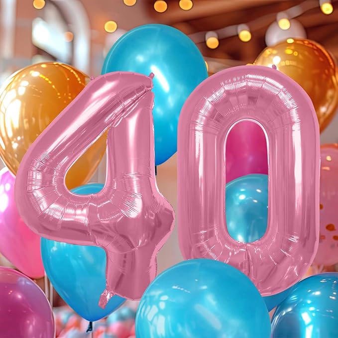 40 Inch Large Pink Number Celebration and Decoration Balloon for Birthday Parties, Graduations, Anniversaries, Weddings, Photo Shoots, Special Events - Helium Foil Mylar (Pink Number 40)