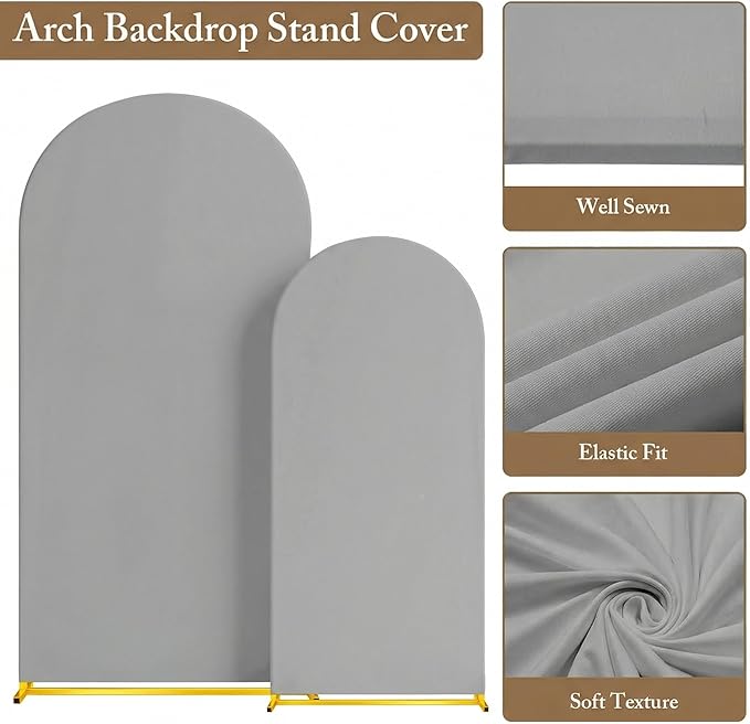 Metal Arch Backdrop Stand and Cover Set, 7.2FT, 6FT Party Backdrop, Easy to Assemble, Backdrop Stand for Parties, Birthday, Baby Shower