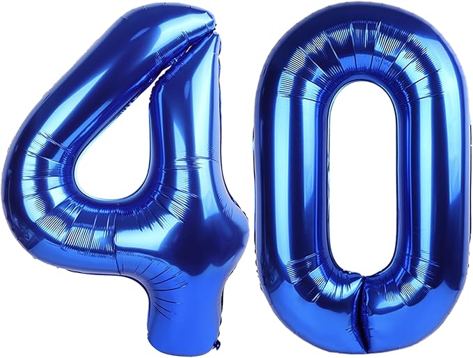 40 Number Balloons, Dark Blue Balloons for Man Woman 40th Birthday Decoration, Foil Number Ballon for 40 Anniversary, Bridal Shower, Graduation, Halloween, Christmas, New Year