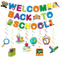 Welcome-Back To School Party-Decorations Supplies-Streamers - 11pcs Rainbow Colorful Hanging Swirls Banner,Kids Boys Girls Kindergarten College High Middle School Ceiling Garland Decor Panduola