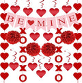 21Pcs Valentines Day Decorations Valentines Day Decor Pre-Assembled Hanging Heart Swirls BE Mine Love Heart XO Garlands Banner for Home Classroom Office Wedding Party