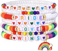Surfer Heishi Bracelets for Women Stackable Rainbow Vinyl Disc Clay Beaded Stretch Bracelets Elastic Layering Friendship Bracelets Boho Summer Beach Jewelry