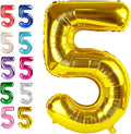 Large Gold 40 Inch Birthday Number 5 Balloon, Five 5th 15 25 35 50 55 Birthday Anniversary Celebration Decorations, Foil Mylar Helium Numbers 5 Balloons Girl Boy Party Supplies