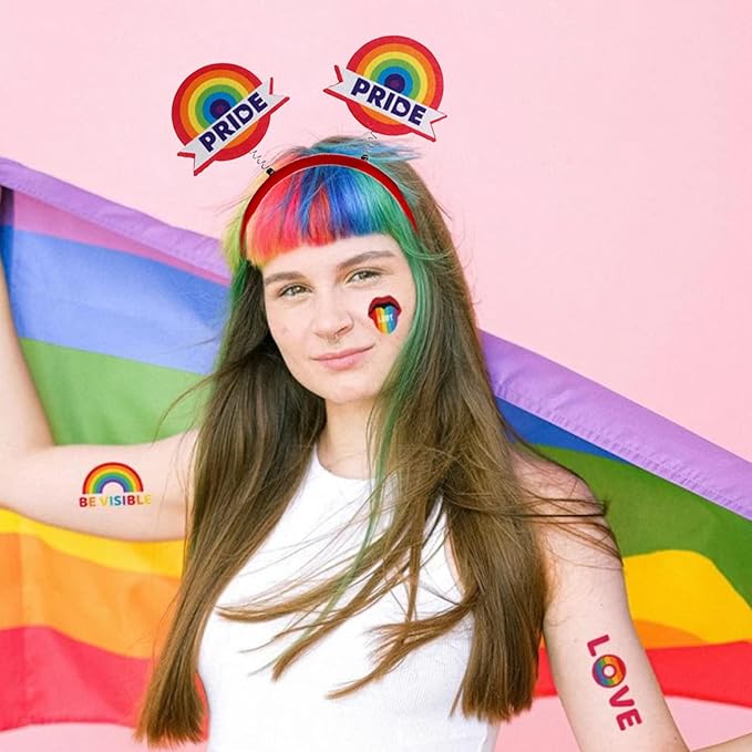 Pride Day Headband Rainbow Love Hair Accessories Colorful Circle Hair Decoration for LGBT DIY in Sweet Pride Day 1 Pcs