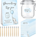 Roowest Baby Shower to Baby Advice Cards for New Parents to Be - Tip Jar Sign for New Parents 60 Parenting Advice Cards 10 HB Pencils 2 Cute Stickers 1 Pet Bottle for Guests Games(Blue Elephant)