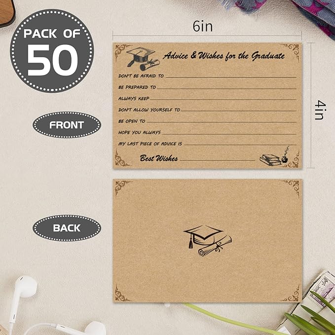 Fibevon Graduation Party Supplies - 50-Pack, 4x6 Inch Cards, Suitable for Any Graduate, Concludes with a Long Lasting Keepsake