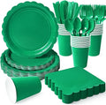 Vyntra 350 Pcs Green Paper Plates and Napkins Set for 50, 9" Dinner Plates & 7" Dessert Plates, Tableware for Party, St. Patrick’s Day, Birthday