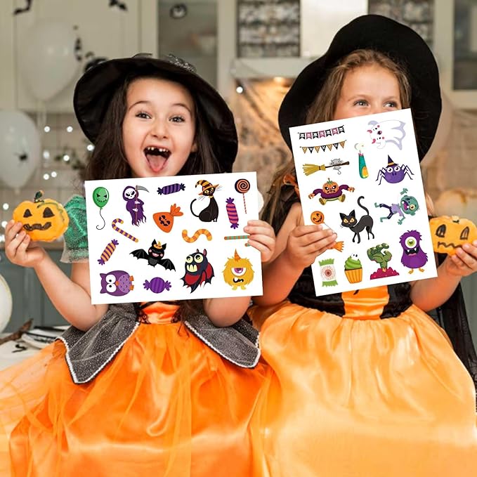 24 Sheets Halloween Stickers for Kids - Non-Repeating, Happy Halloween Cute Stickers for Goodie Bags & Party Favors