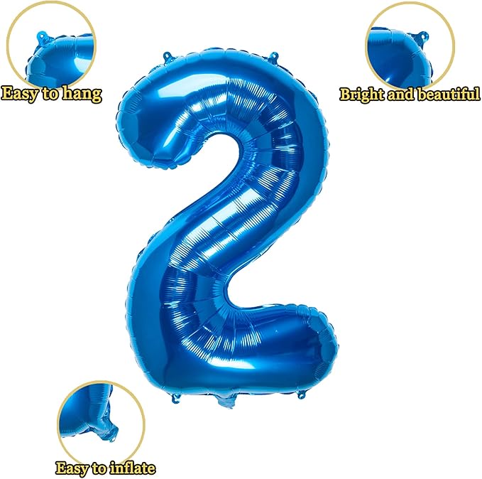 32 Inch Blue Number 2 Balloons Foil Ballon Digital Birthday Party Decoration Supplies (blue Number 2 Balloon)