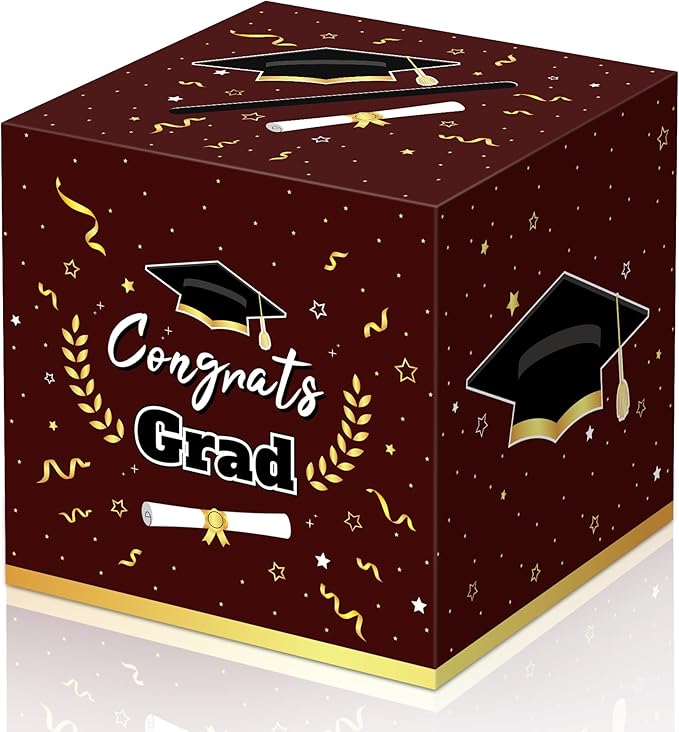Graduation Decorations 2026 Maroon Graduation Card Box Graduation Party Decorations,Graduation Box,Congrats Grad Gifts Box for 2026 Graduation Party Supplies Favors