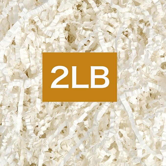 Ehpiern Crinkle Paper Filler, 2LB Crinkle Cut Shredded Paper Gift Boxers Filler Stuffing Decoration for Valentine's Day Holiday Party Birthday Wedding & Anniversaries (White)