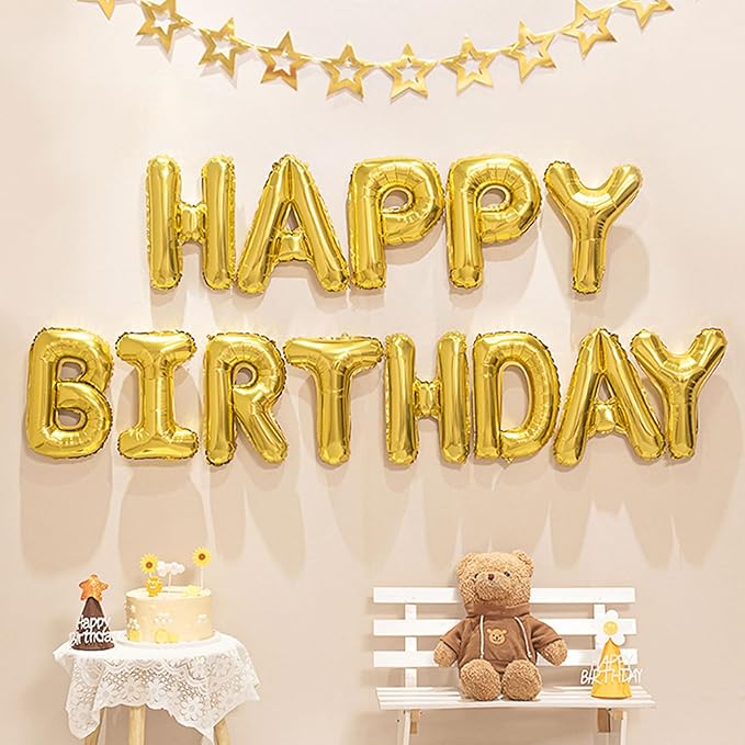 2 Set 52Pcs Gold Alphabet A-Z Letter Balloons 16in Balloon Foil Letter Decorations Party Decor Gold Letter Balloons Alphabet A-Z Party Supplies
