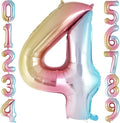 Rainbow Gradient Number 4 Balloon, 40 Inch Big Large Foil Number Balloons, Jumbo Mylar Number 4 Balloons for 4 Year Old Birthday Party Decorations Supplies Anniversary Celebration