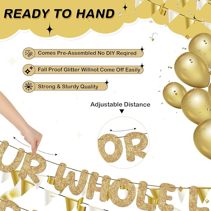 Fulmoon Pre Strung You Worked Your Whole Life for This Party Banner Funny Retirement Glitter Banner Graduation Party Decorations Going Away Supplies for Men Women Gifts, No DIY(Champion Gold)