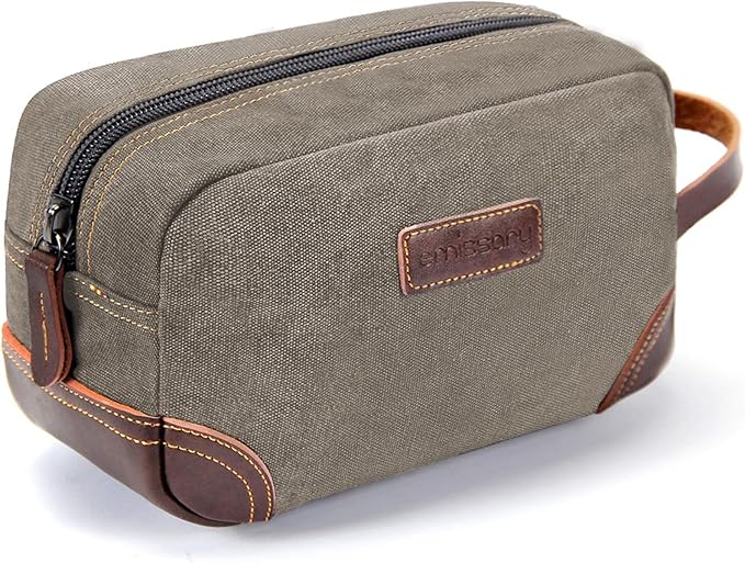 emissary Mens Travel Toiletry Bag, Dopp Kit for Men, Travel Bathroom Shaving Kit Bag for Men,Kit Small Bag for Travel (Light Gray)