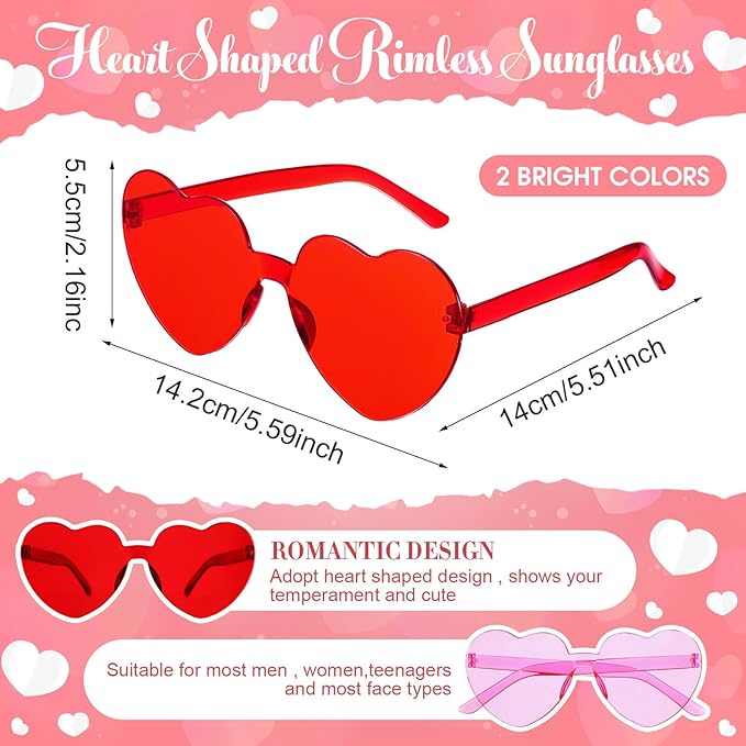 Jutom 24 Pieces Valentines Heart Headbands and Glasses Love Shaped Head Boppers Sunglasses for Adults Galentine's Supplies(Latest Style)