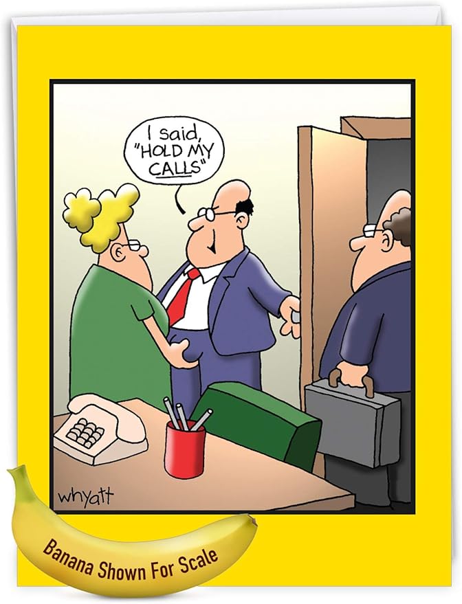 NobleWorks -1 Funny Birthday Card Inappropriate (8.5 x 11 Inch) - Humor Cartoon Bday Notecard with Envelope - Hold My Calls J8313